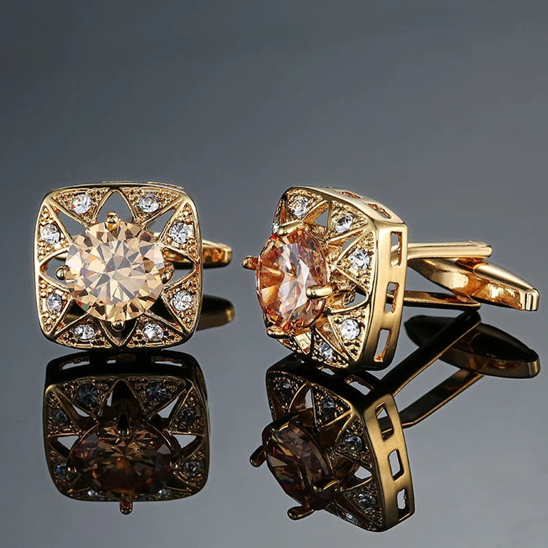 Designer Men's French Luxury Crystal Zircon Cufflink