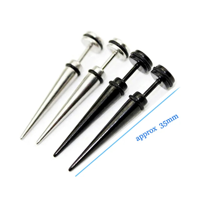 Long Sharp Cone Earrings For Men Stainless Steel