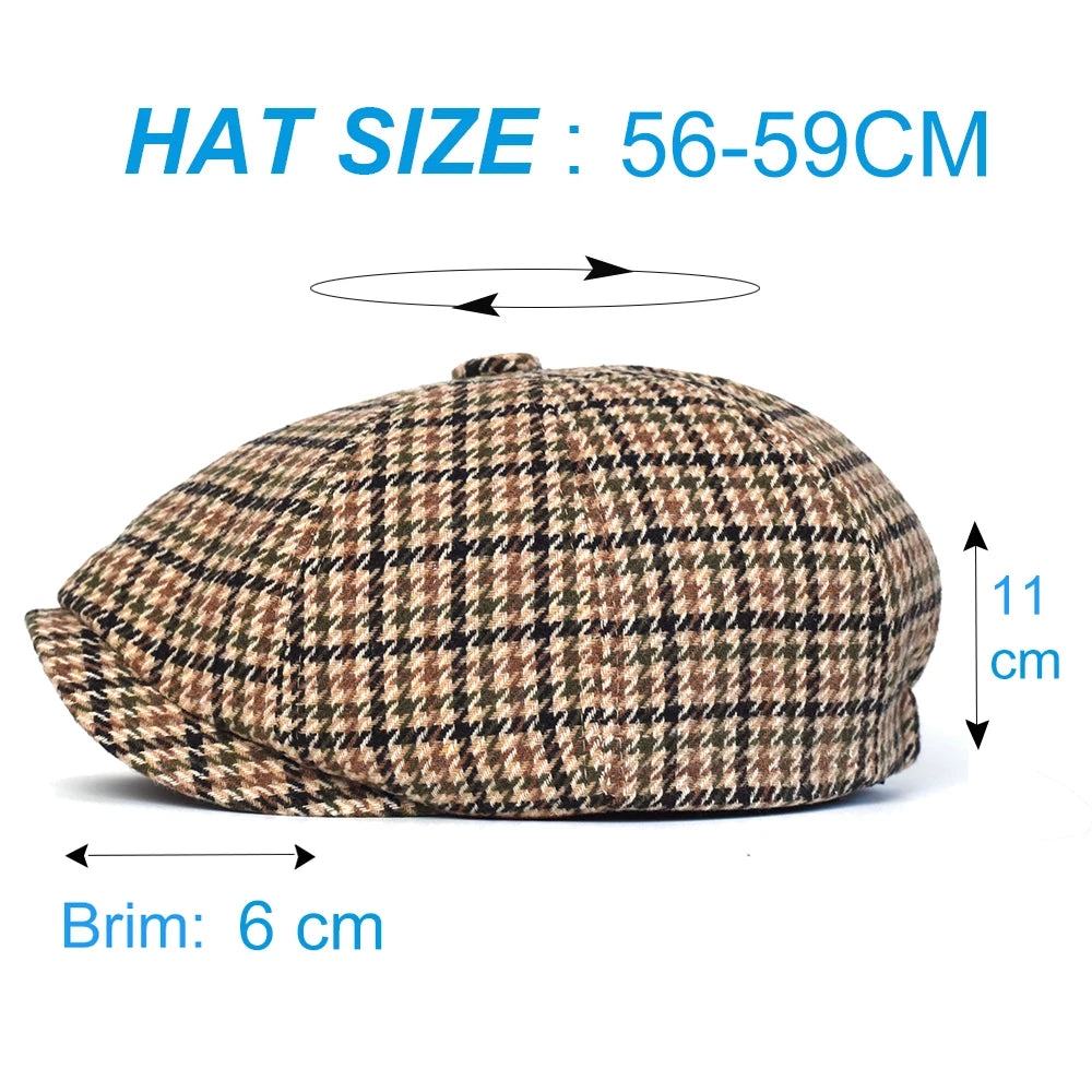 Vintage Plaid Newsboy Ivy Caps