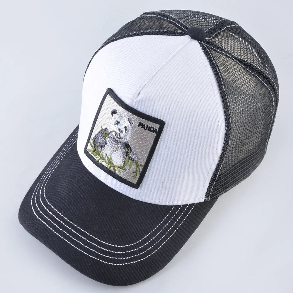 Trucker Caps With Panda Patch Breathable Mesh Snapback Baseball Cap