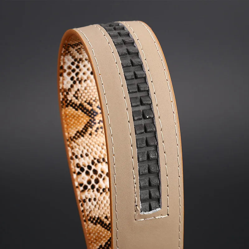 Automatic buckle Strap New Genuine Leather Snake Grain Belt for Men Hot Ceinture Men Belts Luxury Designer high Quality