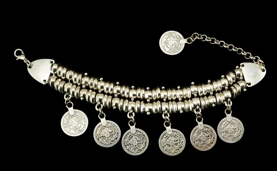Bohemian Vintage Turkish Silver/Gold Plated Coin Bracelet