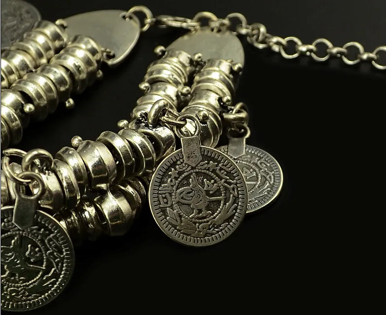 Bohemian Vintage Turkish Silver/Gold Plated Coin Bracelet