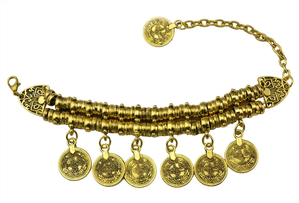 Bohemian Vintage Turkish Silver/Gold Plated Coin Bracelet