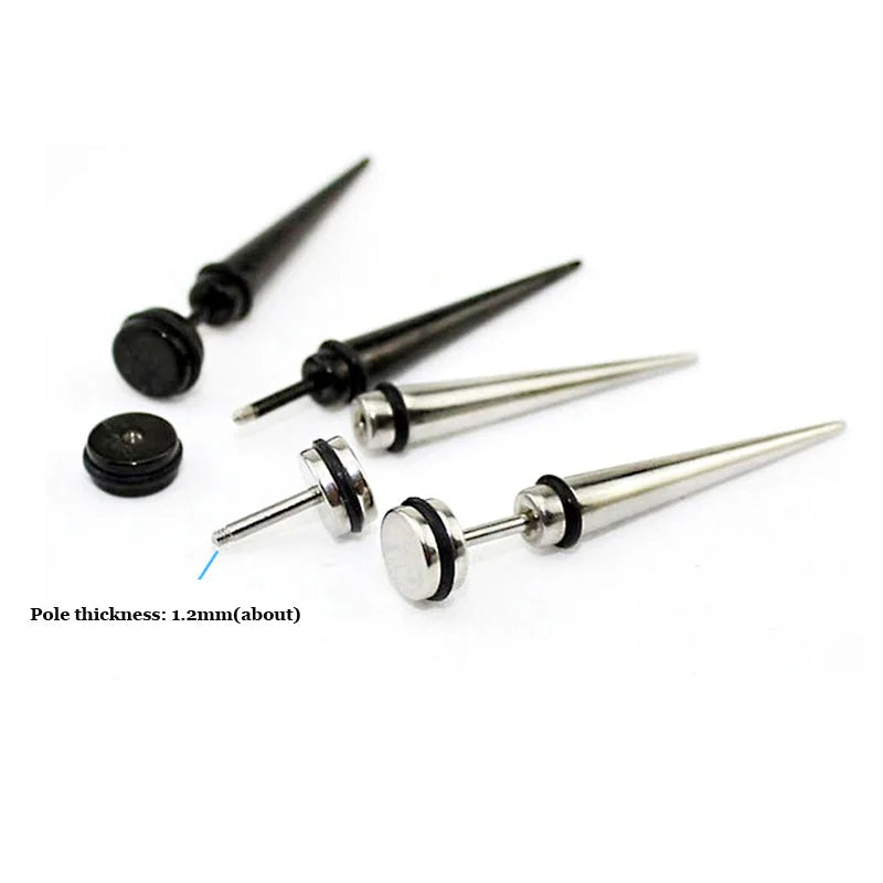 Long Sharp Cone Earrings For Men Stainless Steel