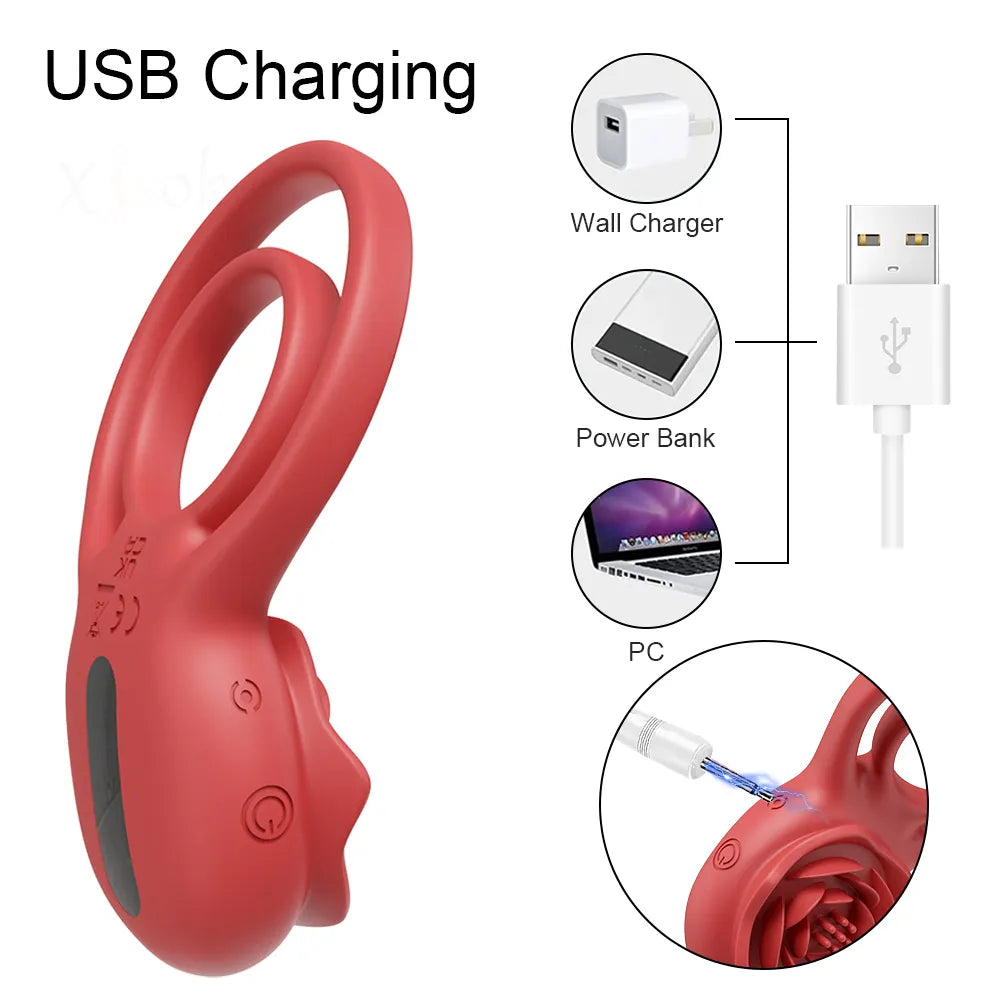 Rose Vibrator Lock Ring With Wireless Remote Control