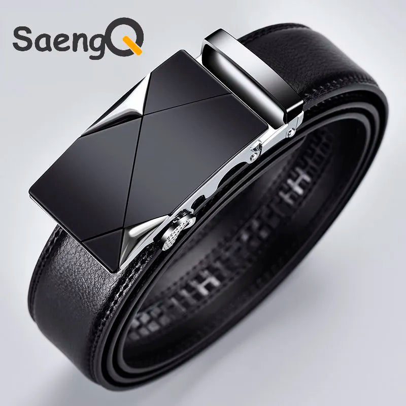 Mens High Quality Luxury Faux Leather Belt For Men With Automatic Buckle