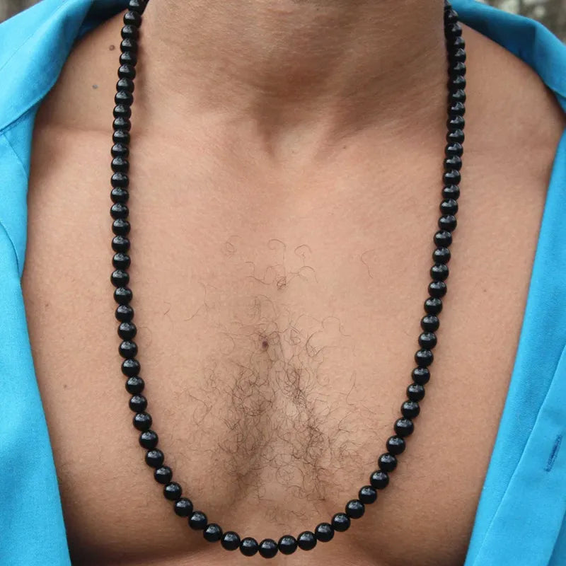 Black Stone Beaded Necklace