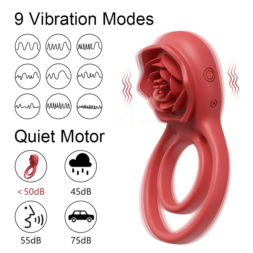 Rose Vibrator Lock Ring With Wireless Remote Control