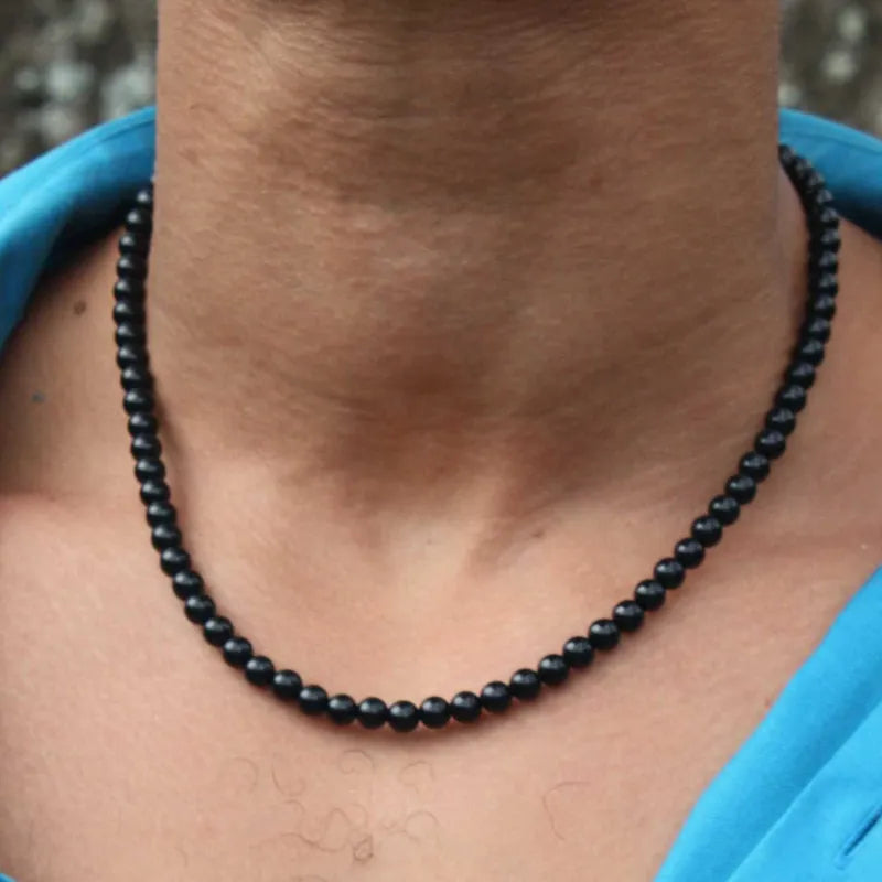 Black Stone Beaded Necklace