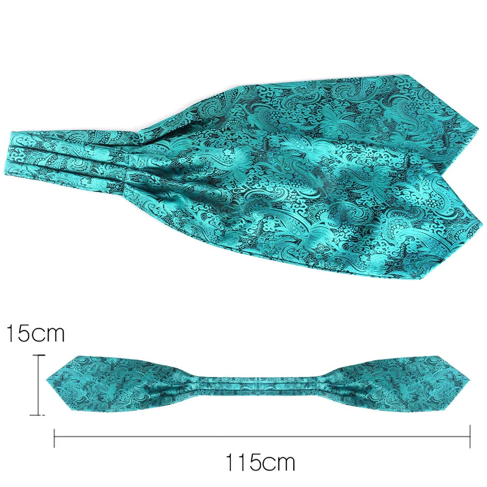 Men's Tie and Pocket Square Set Cravat Ascot Scrunch Polyester Soft Paisley Neck Tie Handkerchief Set