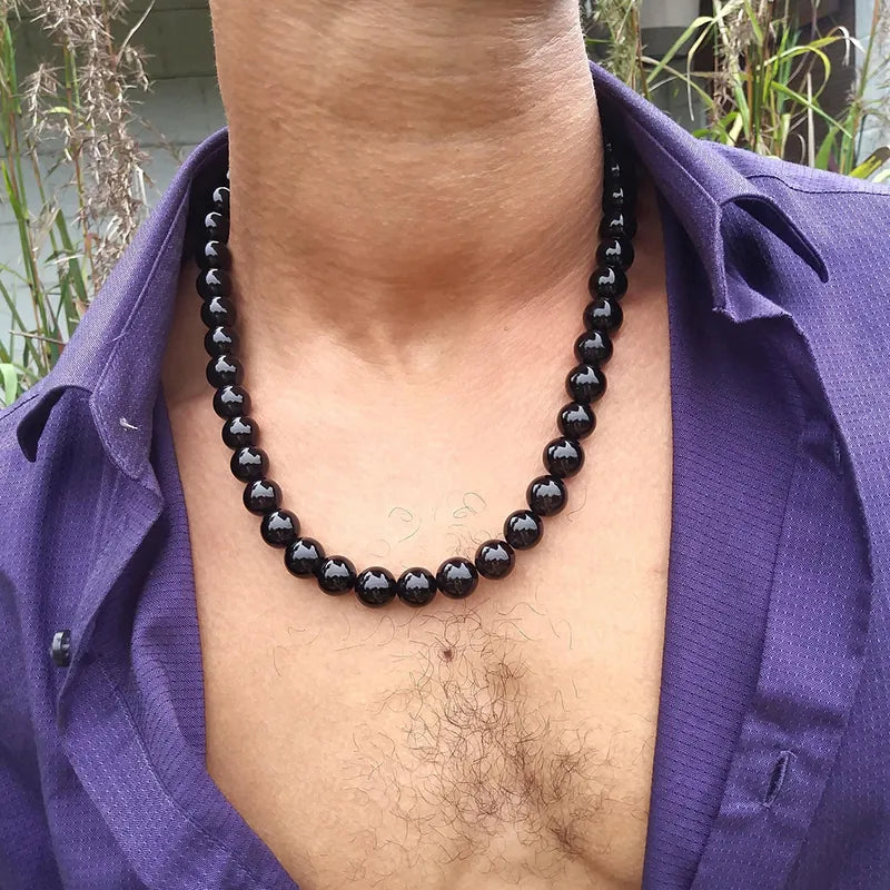 Black Stone Beaded Necklace