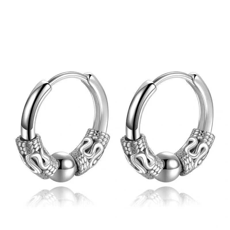 Classic Men Stainless Steel Hoop Earrings