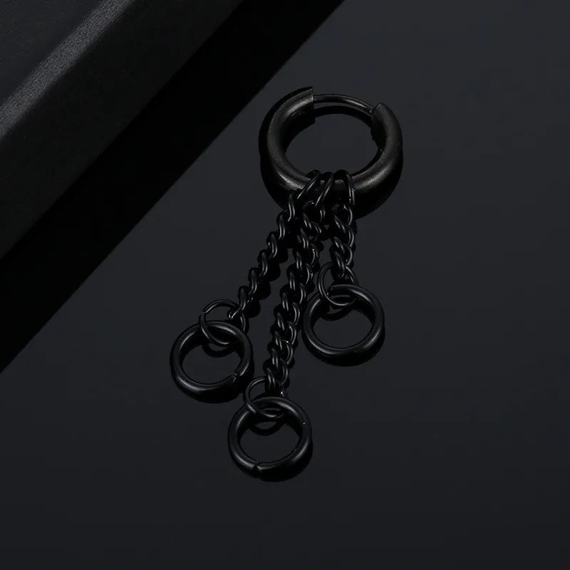 Designer Cross Feather Tassel Earring Stainless Steel