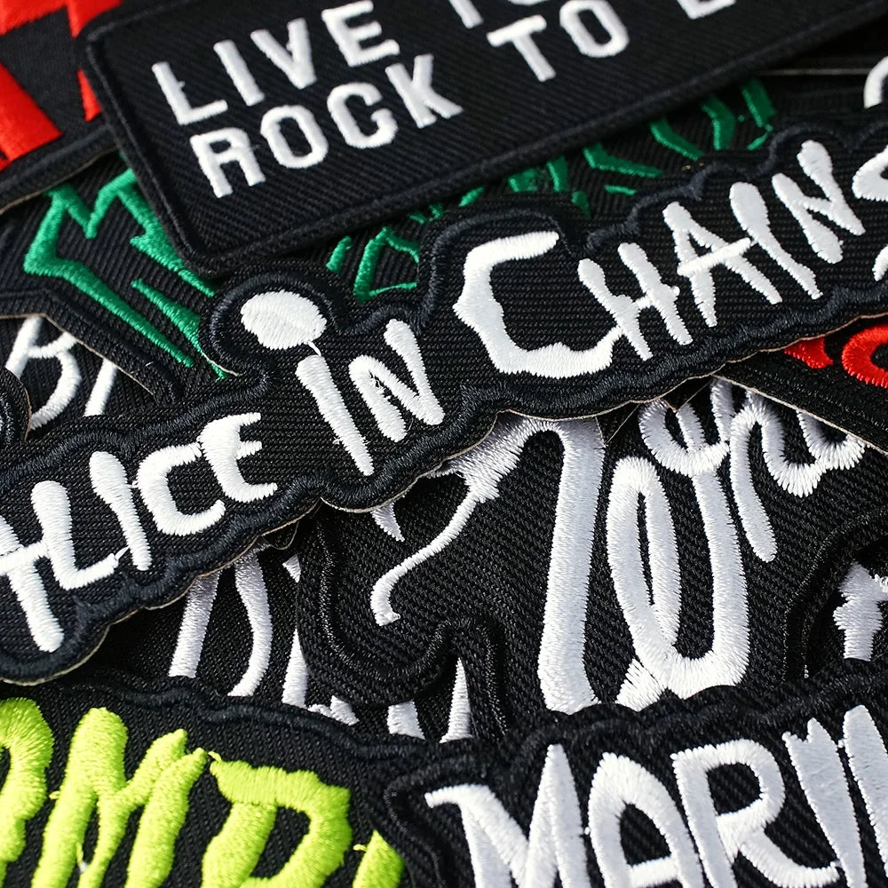 25Pcs/Lot Iron On Rock Band Patches Embroidered Applique Fabric DIY Garment Apparel