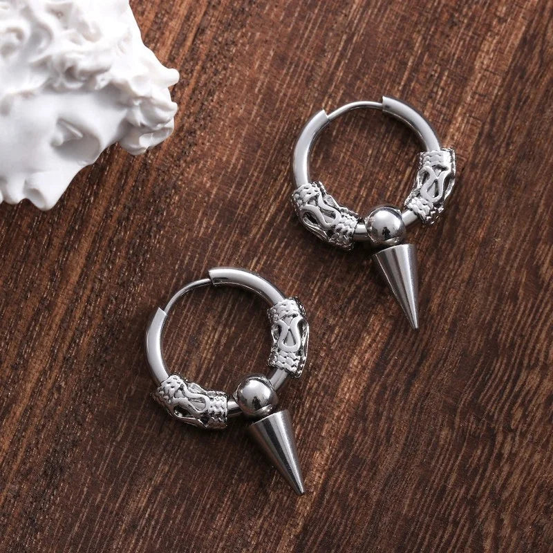 Classic Men Stainless Steel Hoop Earrings
