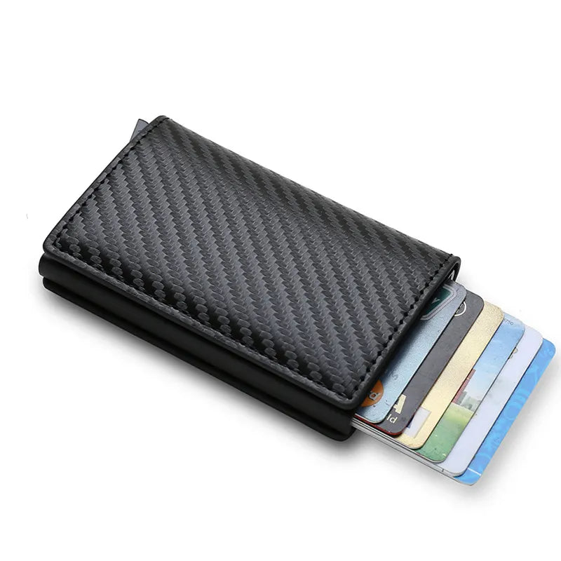 Carbon Fiber Card Holder/Wallet RFID Black Magic Trifold Slim Mini Wallet