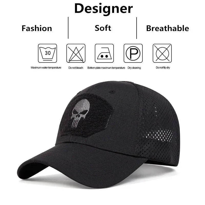 Skull Embroidery Label Breathable Baseball Caps