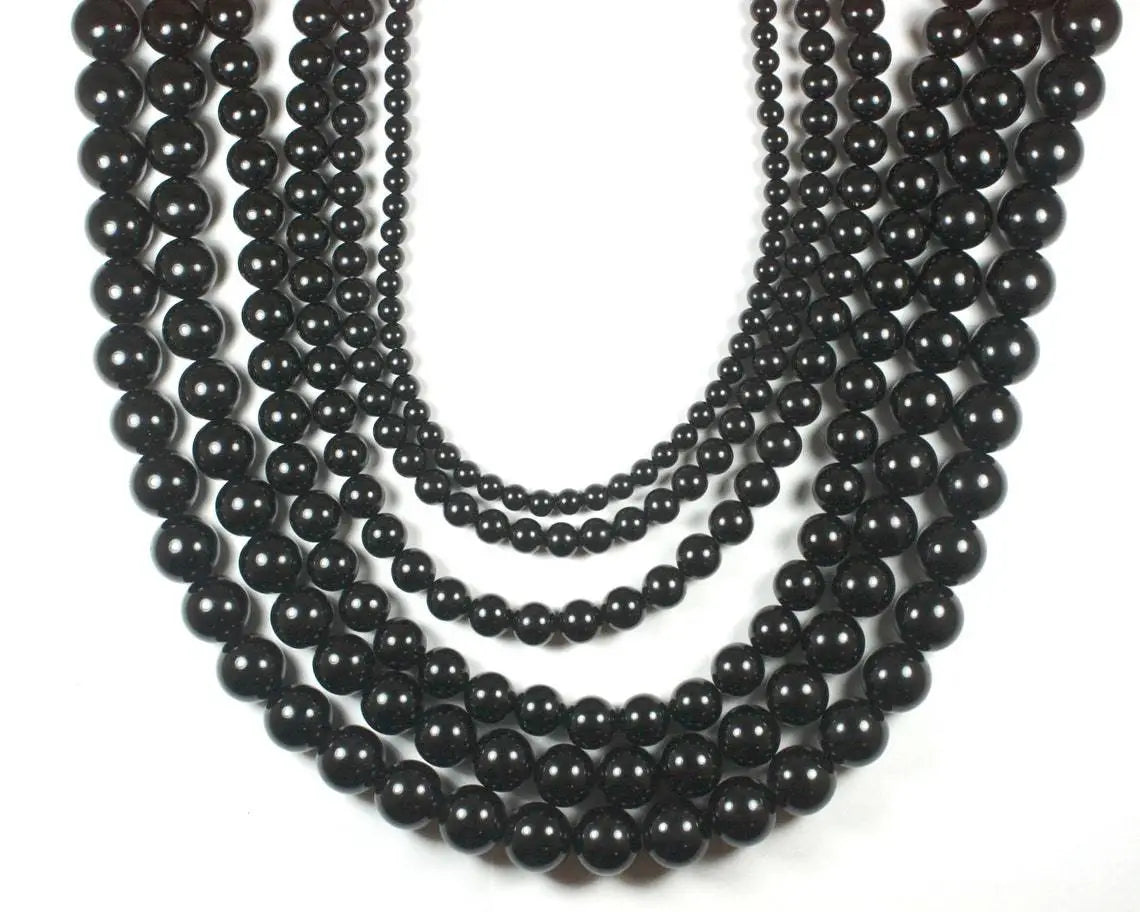 Black Stone Beaded Necklace