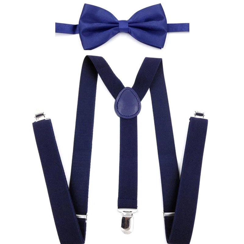 Suspender Bowtie Set Clip-on Buckle Strap Adjustable Elastic Y-Back Brace