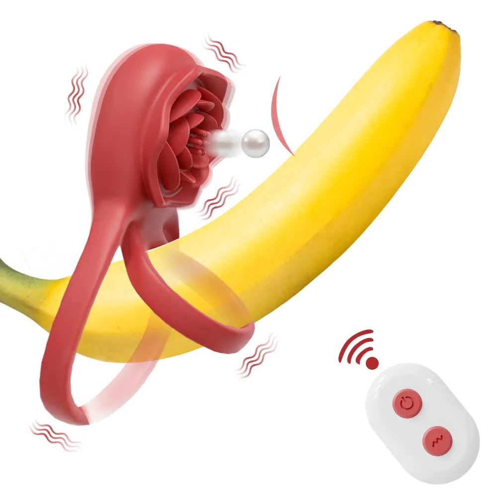 Rose Vibrator Lock Ring With Wireless Remote Control