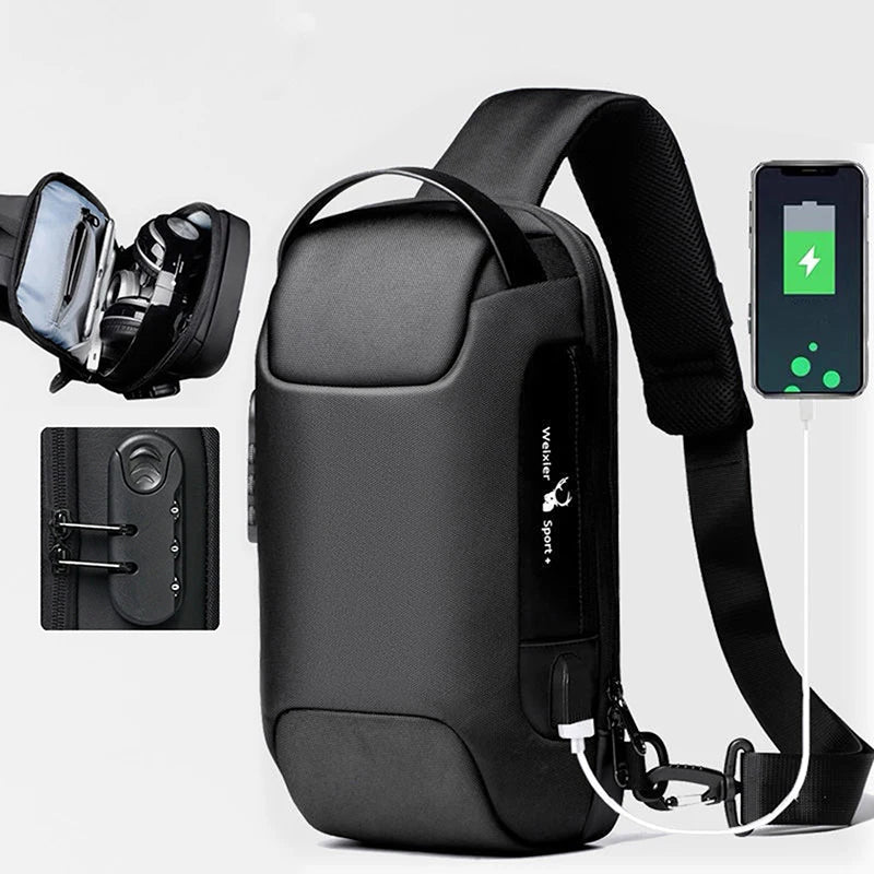 Men's Anti-theft Crossbody Bag, Large Capacity Single Shoulder Strap