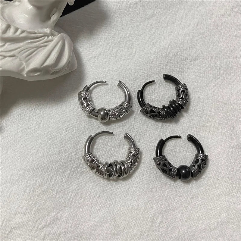 Classic Men Stainless Steel Hoop Earrings