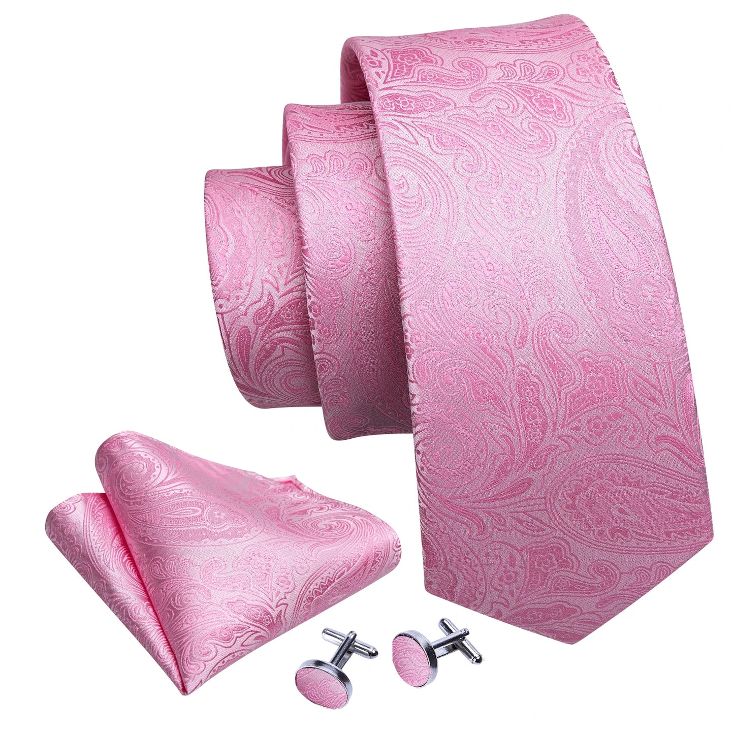 3 Peice Exquisite Paisley Necktie Handkerchief & Cufflink Designer Set