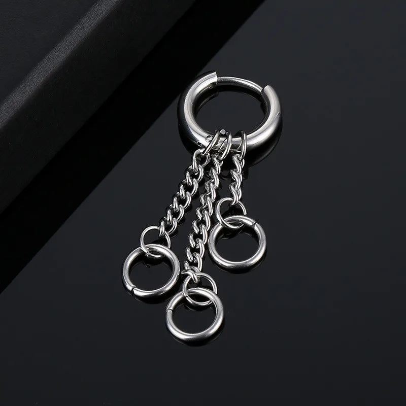Designer Cross Feather Tassel Earring Stainless Steel