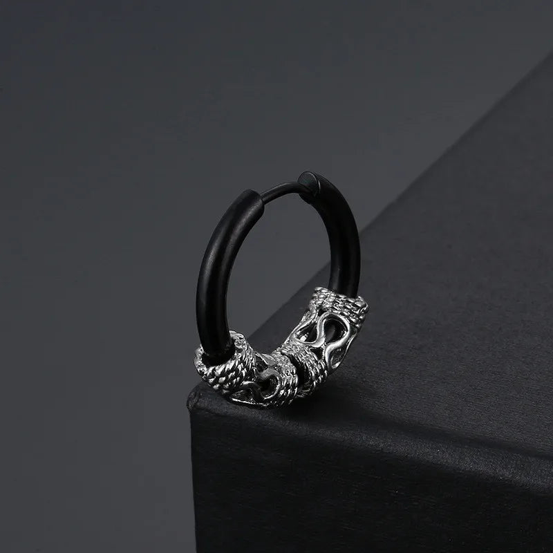 Vintage Tibetan Dragon Pattern Stainless Steel Earring