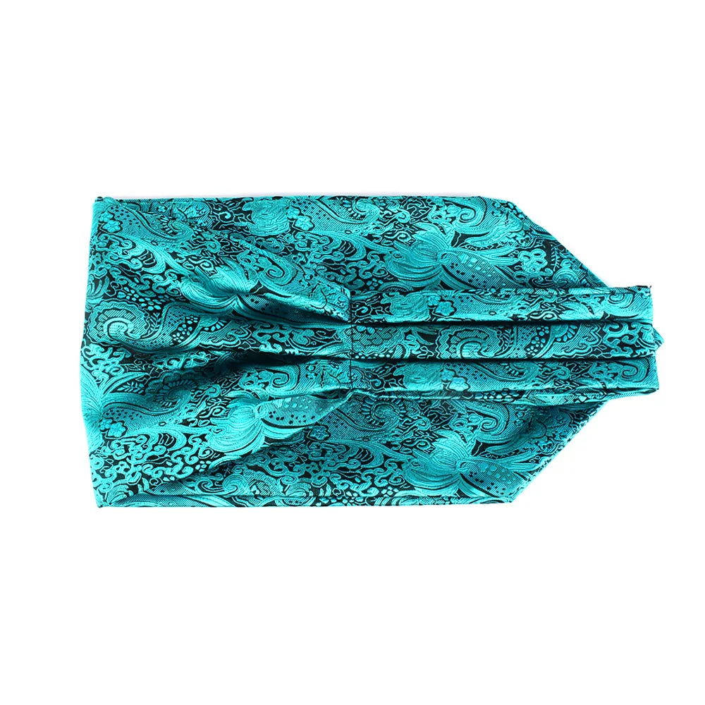 Men's Tie and Pocket Square Set Cravat Ascot Scrunch Polyester Soft Paisley Neck Tie Handkerchief Set