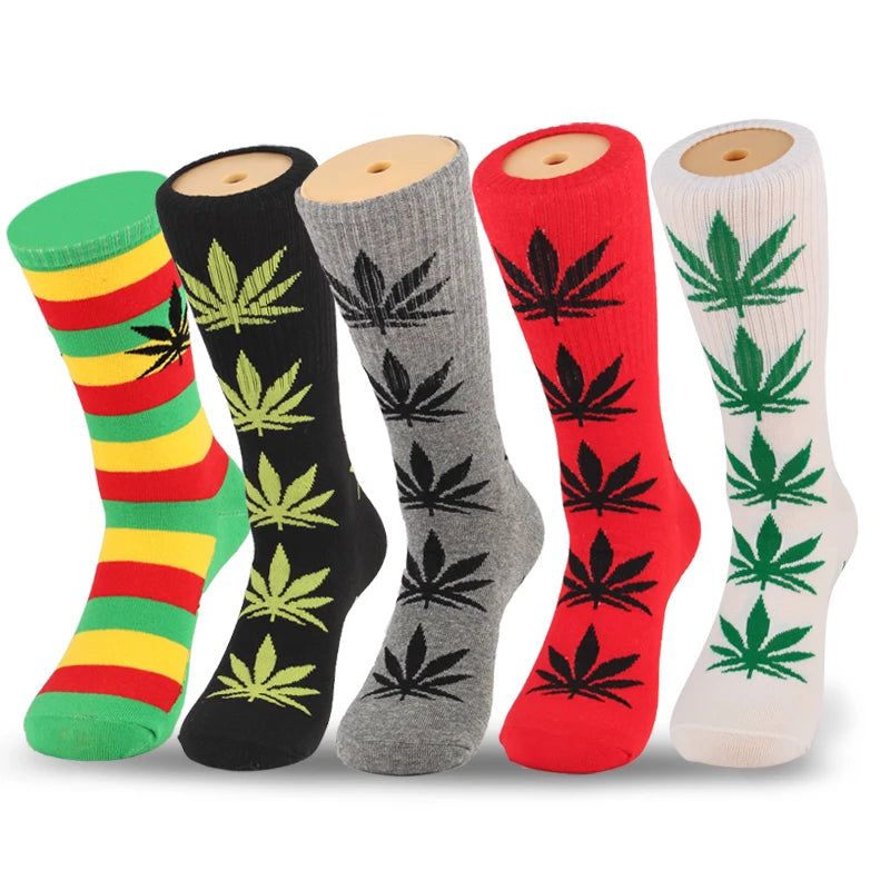 5 Pair Men's Fashion Business Hemp Cotton Socks Street Fashion Skateboard Socks