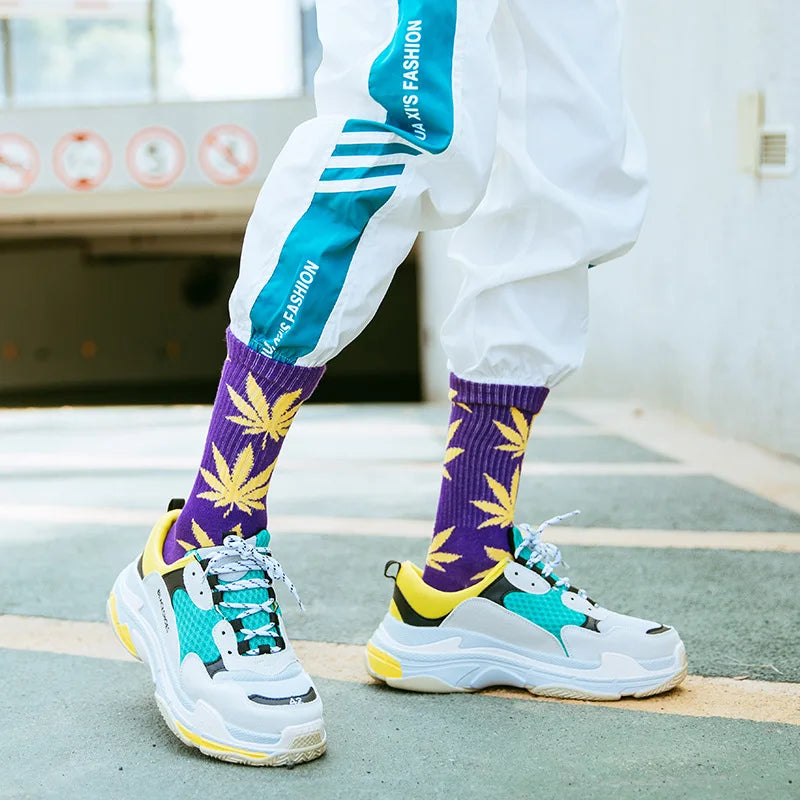 5 Pair Men's Fashion Business Hemp Cotton Socks Street Fashion Skateboard Socks