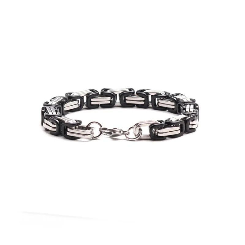4MM 5MM 6MM 8MM Stainless Steel Byzantine Chains Necklaces & Bracelets Set