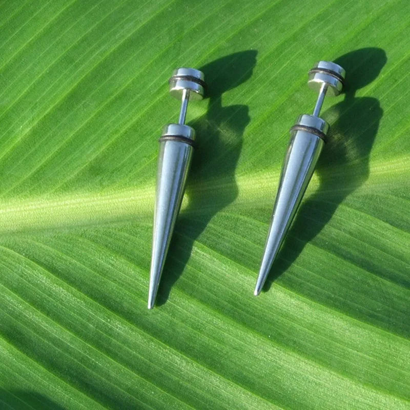 Long Sharp Cone Earrings For Men Stainless Steel