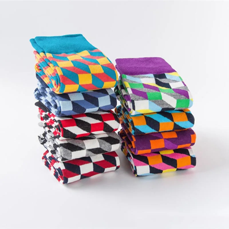 Men's Cotton Crew Argyle Socks For Business Fashion
