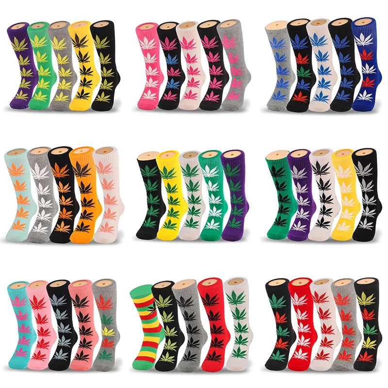 5 Pair Men's Fashion Business Hemp Cotton Socks Street Fashion Skateboard Socks