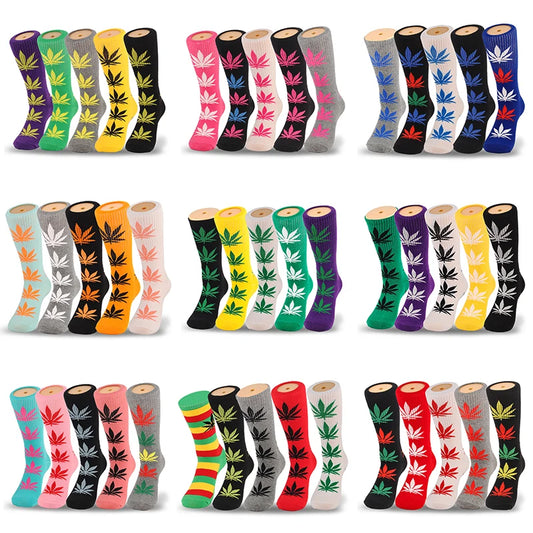5 Pair Men's Fashion Business Hemp Cotton Socks Street Fashion Skateboard Socks