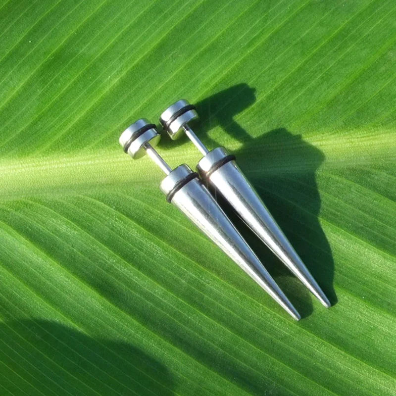 Long Sharp Cone Earrings For Men Stainless Steel