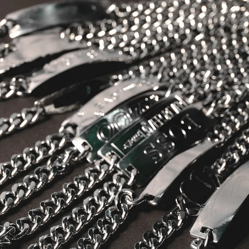 Men's Stainless Steel/Ceramic Link Chain Bracelets & Bangles