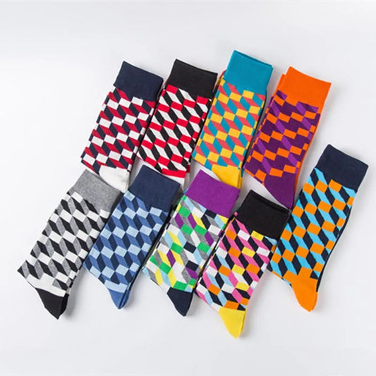 Men's Cotton Crew Argyle Socks For Business Fashion