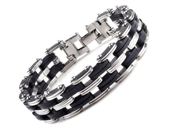 Men's Stainless Steel/Ceramic Link Chain Bracelets & Bangles