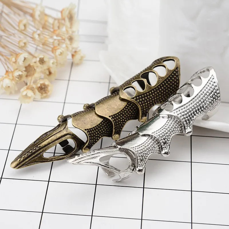 Men's Docona Punk knight Skull Double Finger Ring/Knuckle Armour