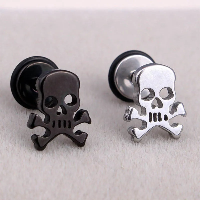 1 piece Fashion Skull Stud Earrings High Quality Stainless Steel Jewelry