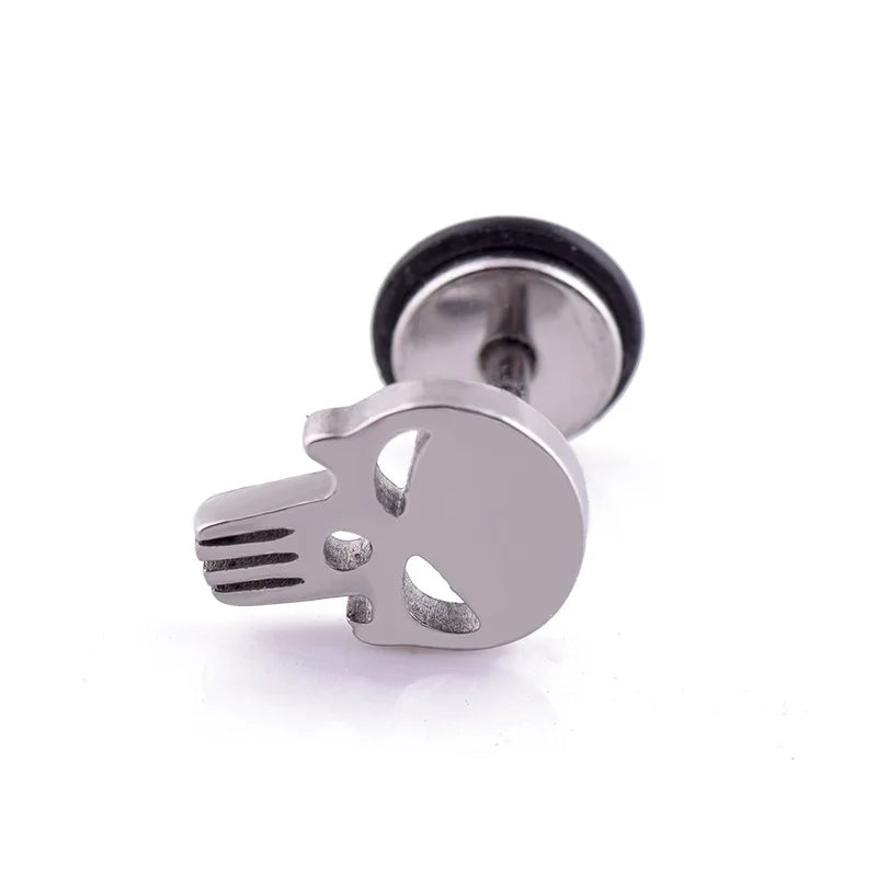 1 piece Fashion Skull Stud Earrings High Quality Stainless Steel Jewelry