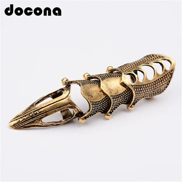 Men's Docona Punk knight Skull Double Finger Ring/Knuckle Armour