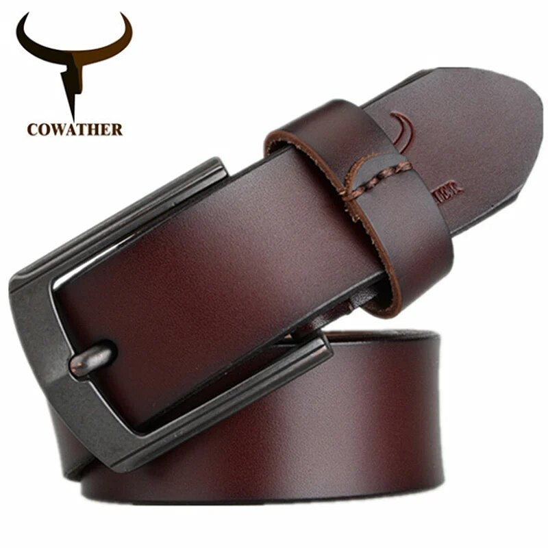 Genuine Leather Men's Belt, Vintage Style 100-115 cm