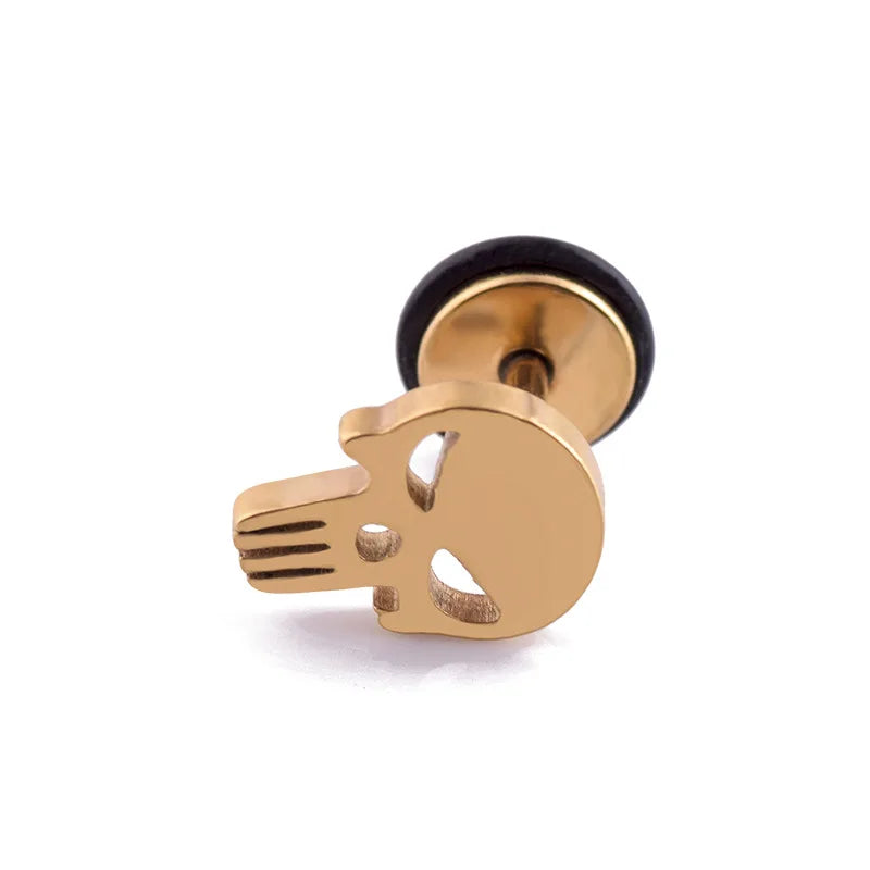 1 piece Fashion Skull Stud Earrings High Quality Stainless Steel Jewelry
