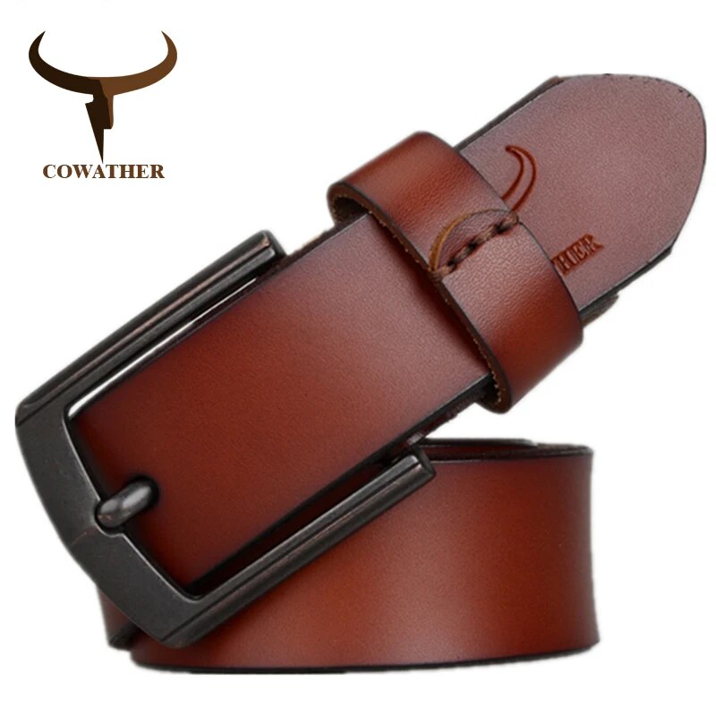 Genuine Leather Men's Belt, Vintage Style 100-115 cm