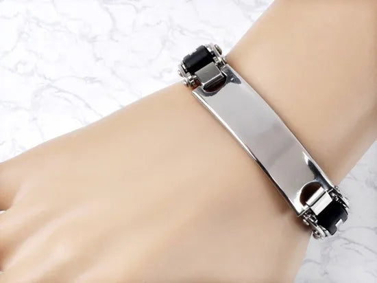 Men's Stainless Steel/Ceramic Link Chain Bracelets & Bangles